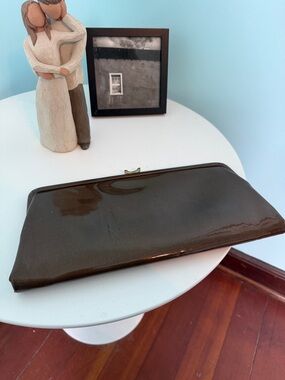 Vintage Bobbie Jerome Sleek Bronze  Patent Clutch